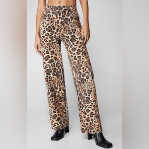Animal Print Straight Leg Jeans
